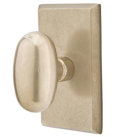 Solid Brass Sandcast Egg Door Knob Set With Rectangular Rosette