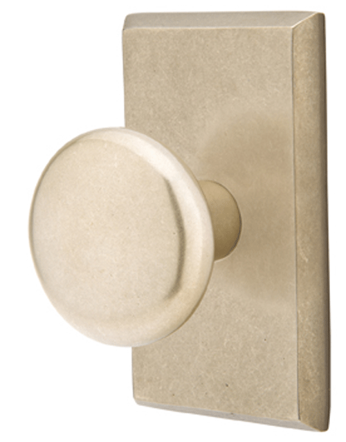 Solid Brass Sandcast Winchester Door Knob Set With Rectangular Rosette