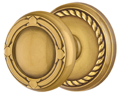 Solid Brass Ribbon & Reed Door Knob Set Rope Rosette Several Finishes