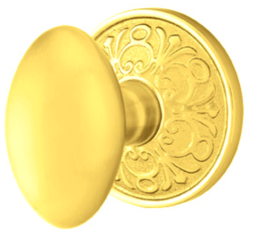 Solid Brass Egg Door Knob Set With Lancaster Rosette