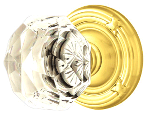 Diamond Crystal Door Knob Set With Ribbon & Reed Rosette