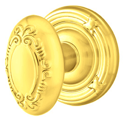 Solid Brass Victoria Door Knob Set With Ribbon & Reed Rosette