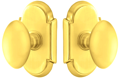 Solid Brass Egg Door Knob Set With # 8 Rosette