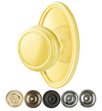 ##Antique Hardware## Solid Brass Norwich Door Knob Set With Oval Rosette (Several Finish Options)