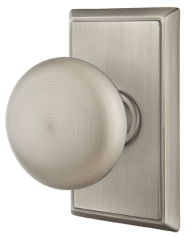 Solid Brass Providence Door Knob Set With Rectangular