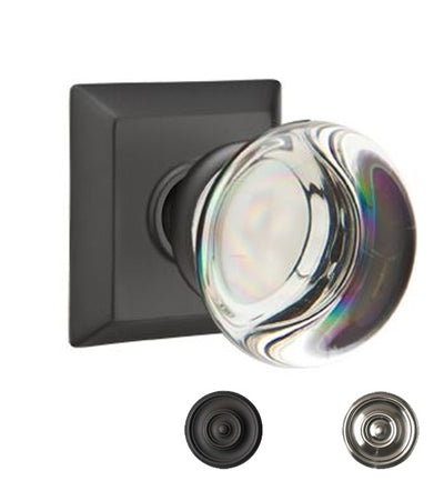 Providence Crystal Emtek Doorknob Set with Quincy Rosette