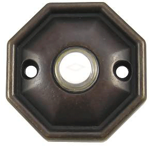 Antique Hardware 2 1/2 Inch Lost Wax Doorbell Button with Octagon Rosette Door Bells & Chimes