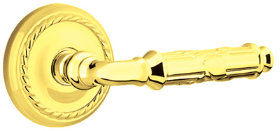 Solid Brass Ribbon & Reed Lever With Rope Rosette