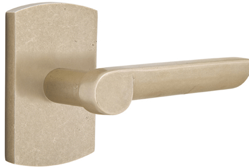 Solid Brass Sandcast Aurora Lever With Rounded Rectangular Rosette