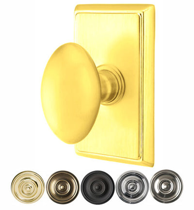 Emtek Solid Brass Egg Door Knob Set With Rectangular Rosette