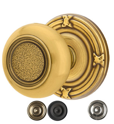 Solid Brass Belmont Door Knob Set With Ribbon & Reed Rosette