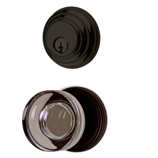 Classic Disc Low Profile Entryway Set with Crystal Disc Knob (Several Finishes Available)