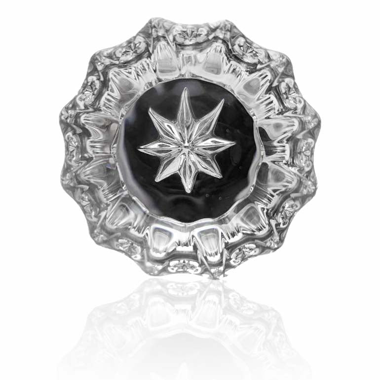 Beveled Round Crystal Door Knob Set with Provincial Rosette (Several Finishes Available)
