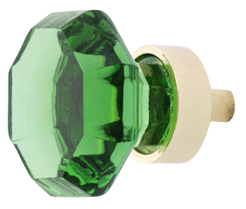 Emerald Green Glass Octagon Old Town Cabinet & Furniture Knob