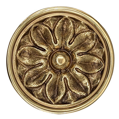 2 1/2 Inch Solid Brass Large Floral Cabinet and Furniture Knob