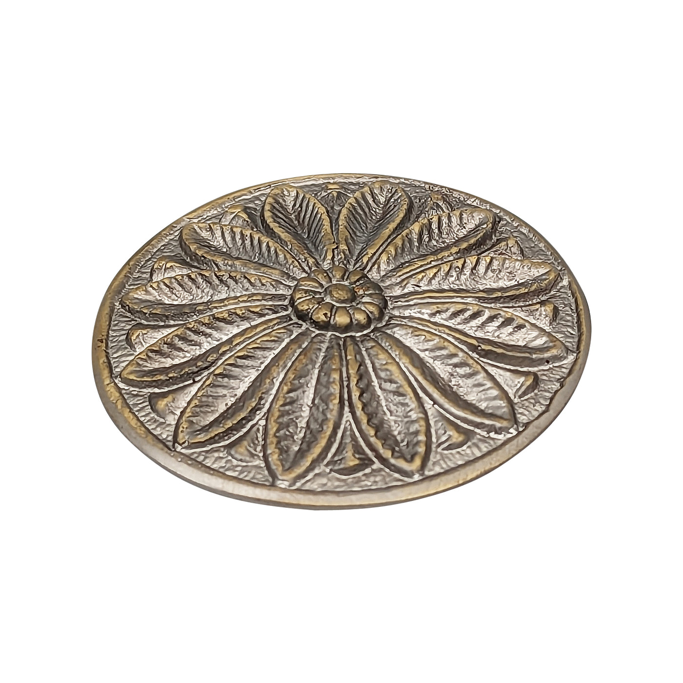 2 3/5 Inch Solid Brass Floral Leaf Cabinet and Furniture Knob
