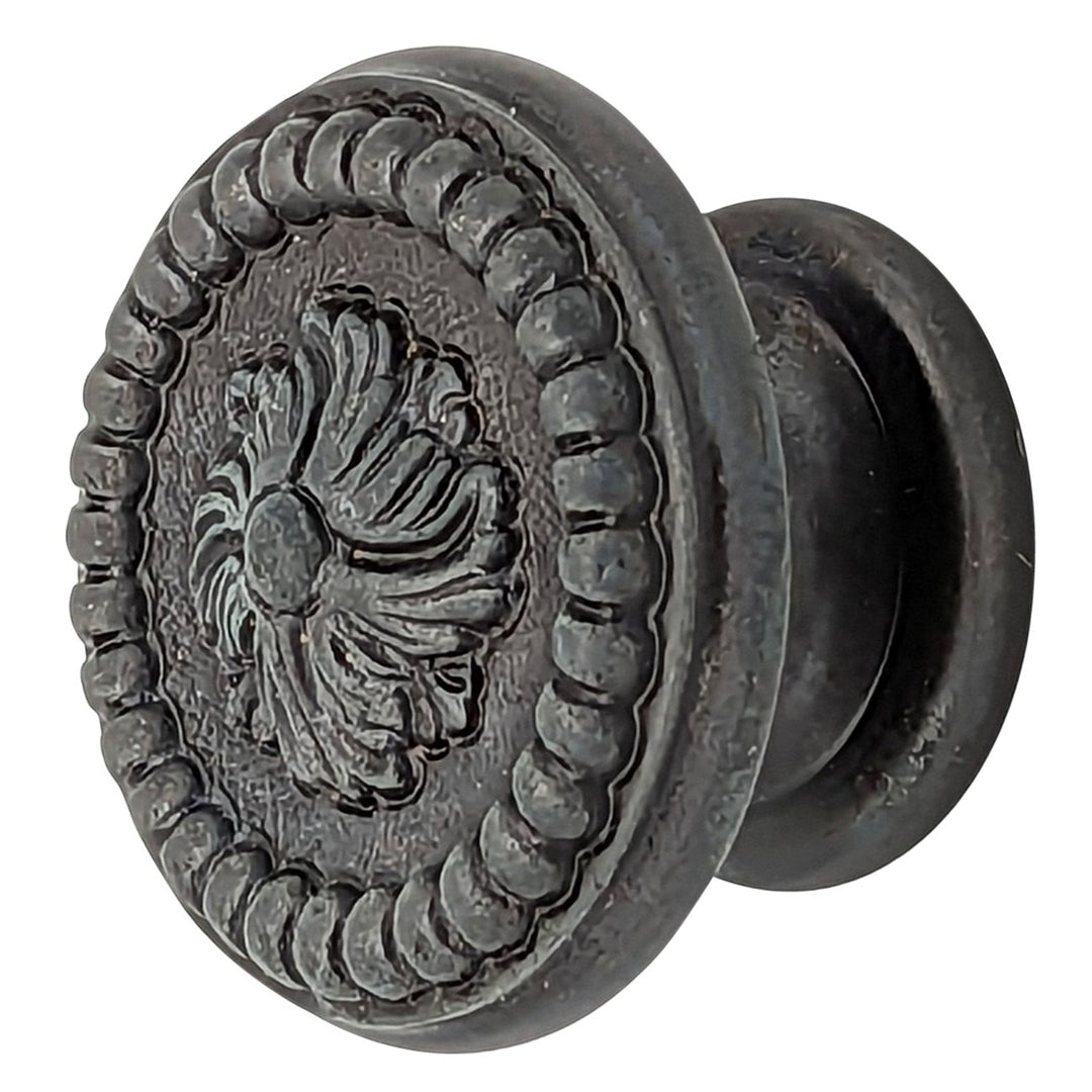 Antique Hardware 1 3/5 Inch Beaded Floral Cabinet Knob (Several Finishes Available) CABINET KNOB