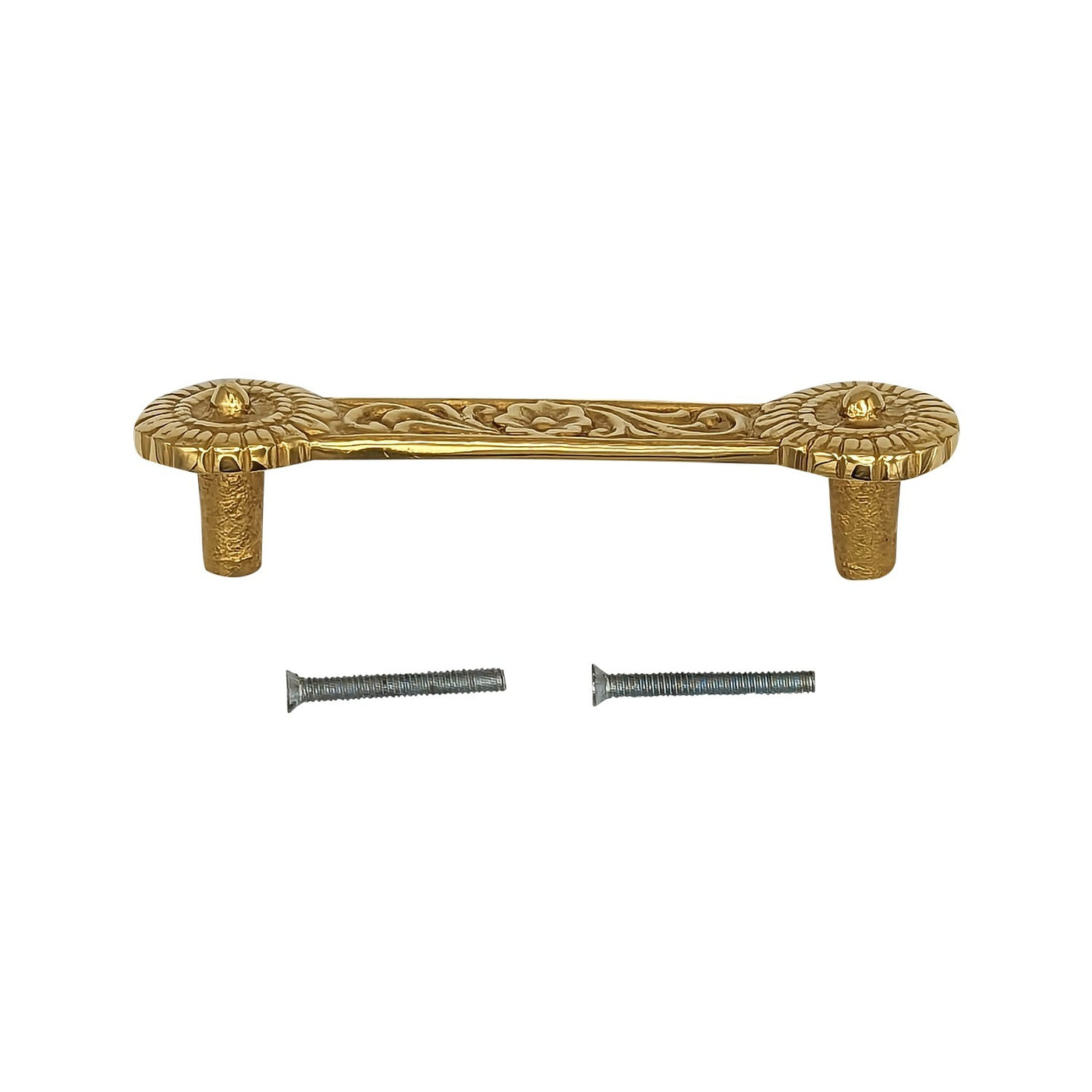4 1/4 Inch Overall (3 3/8 Inch c-c) Solid Brass Unique Circle Pull Handle