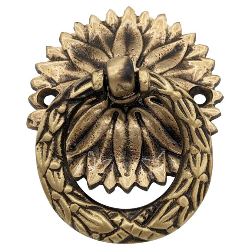 2 Inch Solid Brass Radiant Leaves Ring Pull