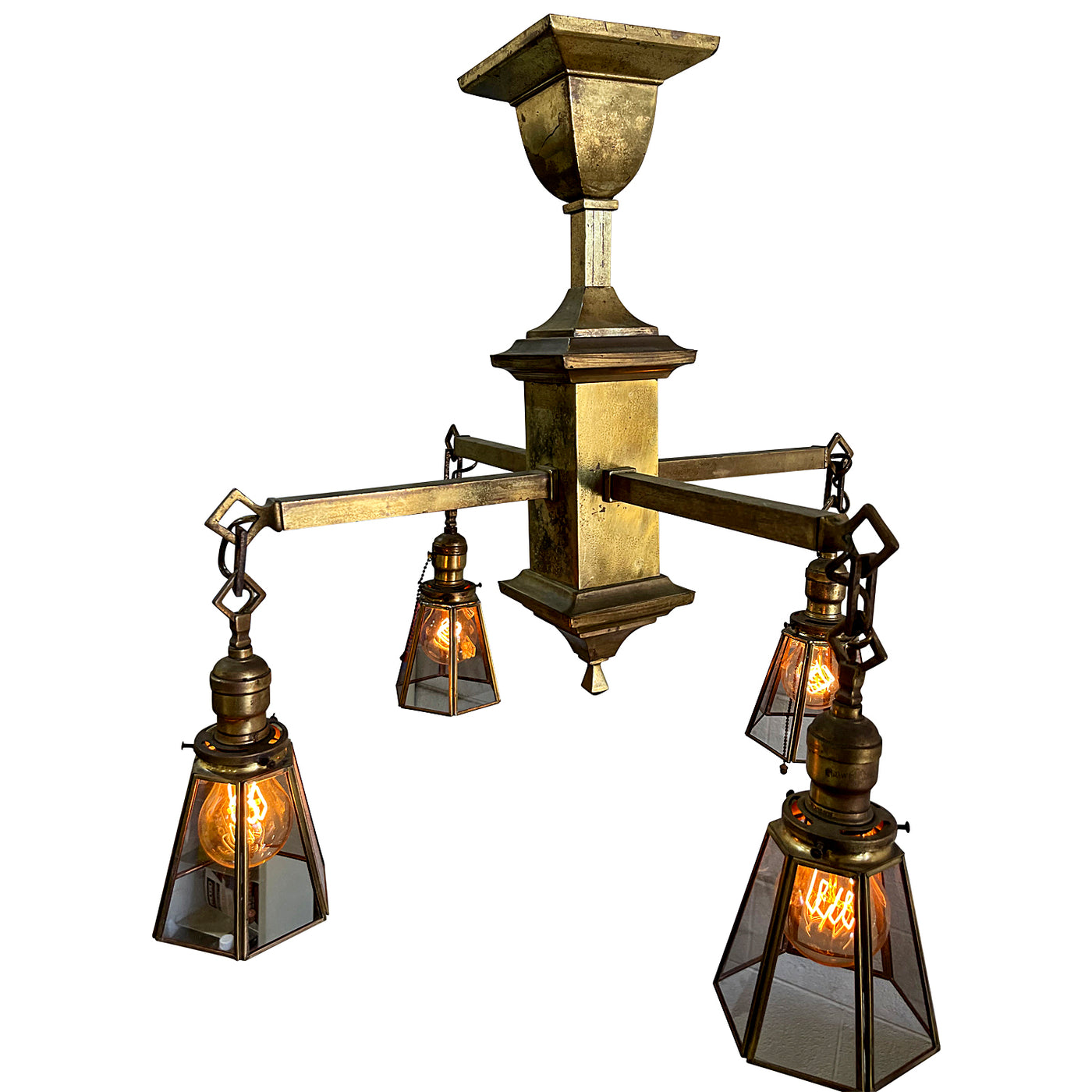 24 Inch 4-Light Antique Brass Chandelier