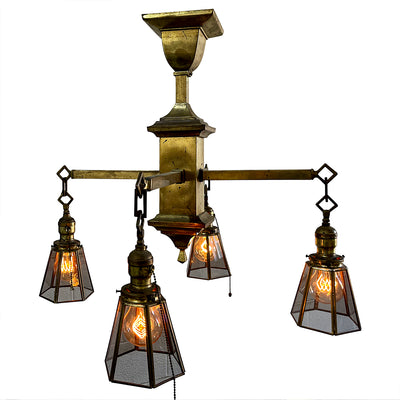 24 Inch 4-Light Antique Brass Chandelier