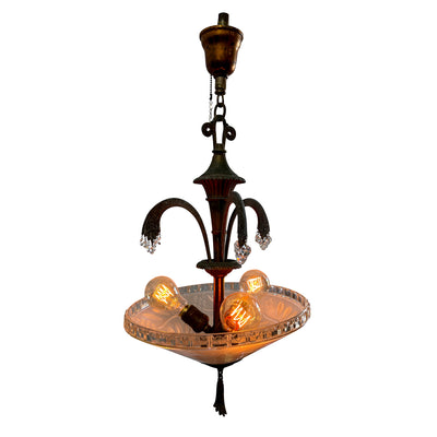 27 Inch Bronze 3-Light Chandelier with Glass Dome