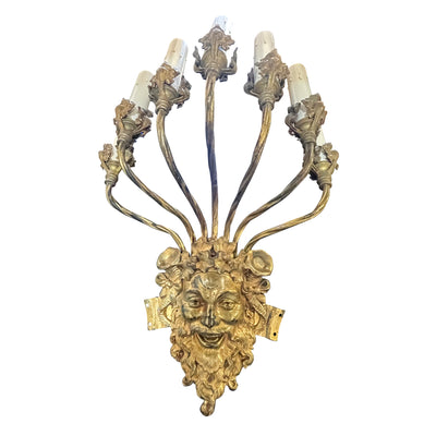 24 Inch Tall 7-Light Brass Face Heavy Sconce