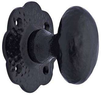 Solid Iron Oval Cabinet & Furniture Knob With Hammered Backplate