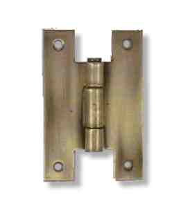 2 1/2 Inch Metal Hinges: Pair of Antique Brass Metal Hinges - H Type
