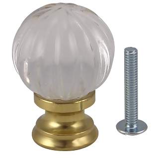 Crystal Pumpkin Style Cabinet & Furniture Knob in Polished Brass