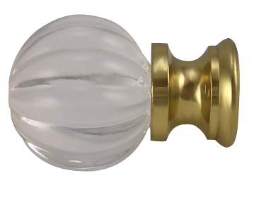 Crystal Pumpkin Style Cabinet & Furniture Knob in Polished Brass