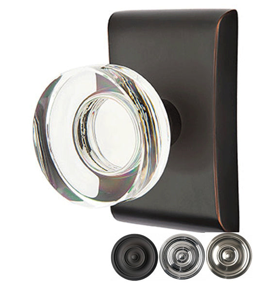 Emtek Modern Disc Crystal Door Knob Set With Neos Rosette