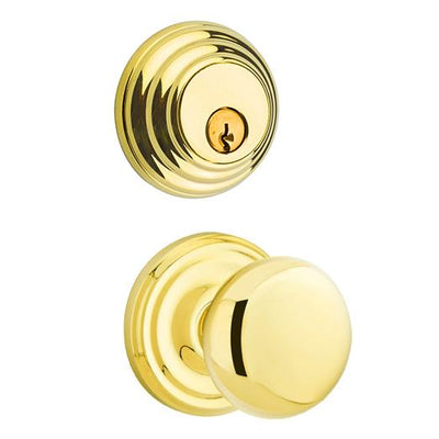Emtek Regular Low Profile Entryway Set with Providence Round Brass Knob (Several Finishes Available)