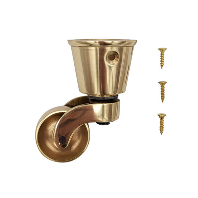 Pair of Solid Brass Round Cup Caster (Several Finishes Available)
