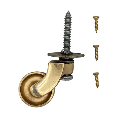 Pair of Solid Brass Threaded Casters (Several Finishes Available)