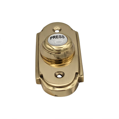 3 Inch Solid Brass Arched Porcelain "Press" Doorbell Button (Several Finishes Available)