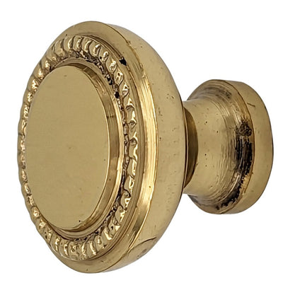 1 1/4 Inch Solid Brass Beaded Round Cabinet & Furniture Knob