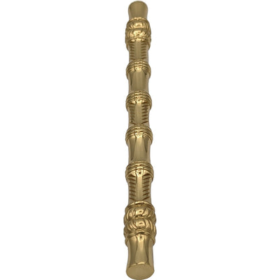 6 Inch Overall (4 1/2 Inch c-c) Japanese Bamboo Pull (Polished Brass Finish)