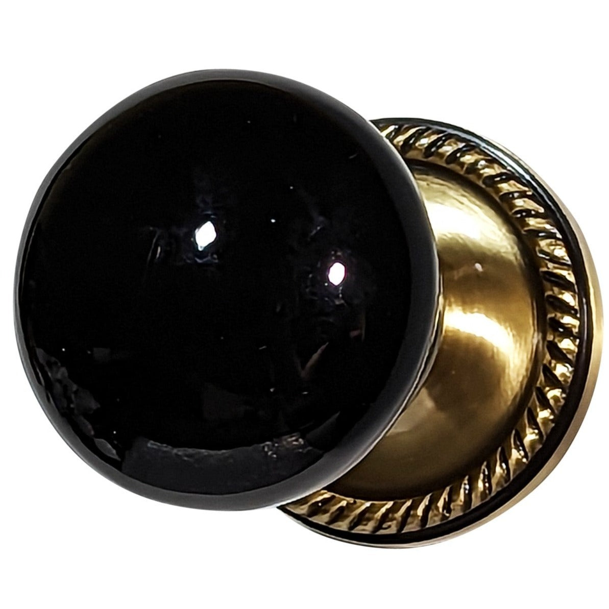Black Porcelain Door Knob with Georgian Roped Rosette (Several Finishes Available)