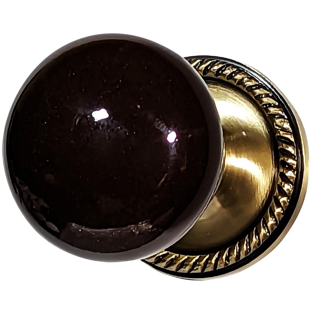 Antique Hardware Brown Porcelain Door Knob with Georgian Roped Rosette (Several Finishes Available) ANTIQUE DOOR KNOBS