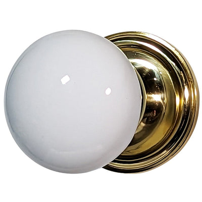 Traditional Rosette Door Set with White Porcelain Door Knobs (Several Finishes Available)