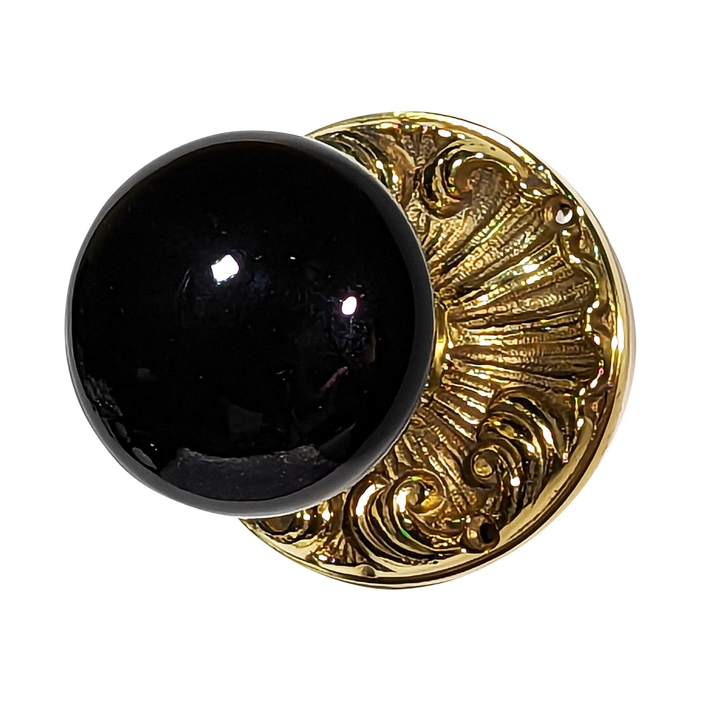 Antique Hardware Black Porcelain Door Knob Set with Romanesque Rosette Door Knobs & Handles