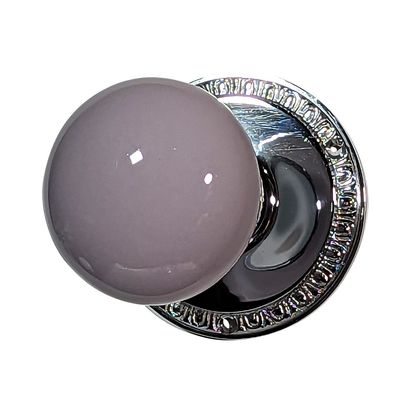 Grey Porcelain Door Knob with Egg & Dart Plate (Several Finishes Available)