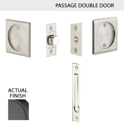 Square Solid Brass Pocket Door Tubular Double Door Set (Several Finish Options)