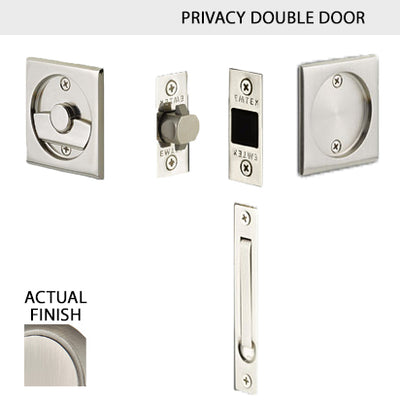 Square Solid Brass Pocket Door Tubular Double Door Set (Several Finish Options)