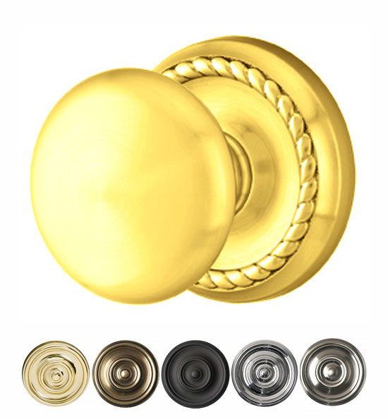 Solid Brass Providence Door Knob Set With Rope Rosette