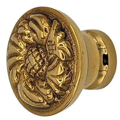 1 1/4 Inch Solid Brass Rococo Patterned Round Cabinet & Furniture Knob