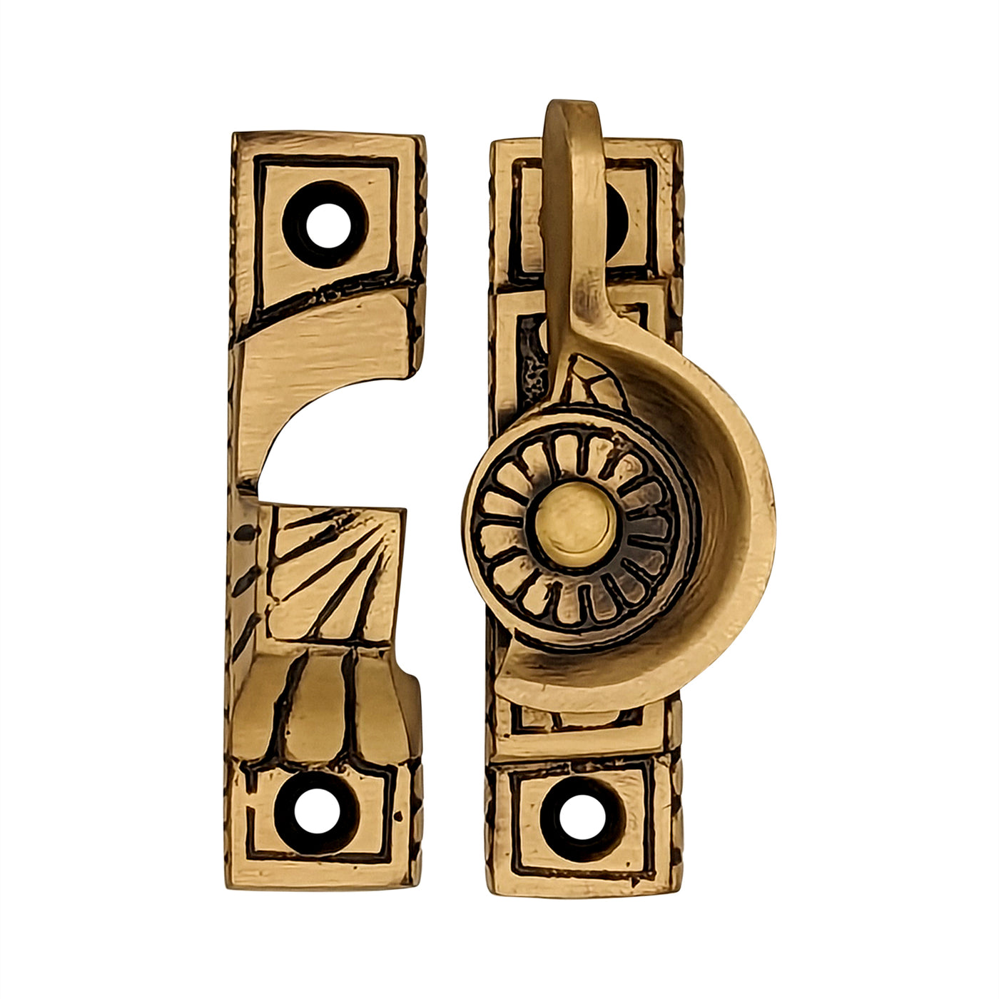 Solid Brass Art Deco Style Window Sash Lock