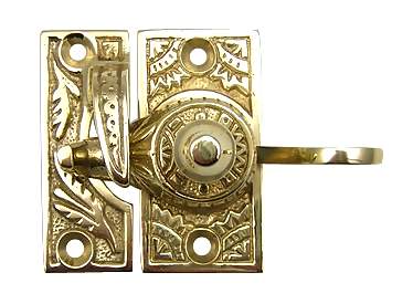 Oriental Pattern Solid Brass Sash Lock