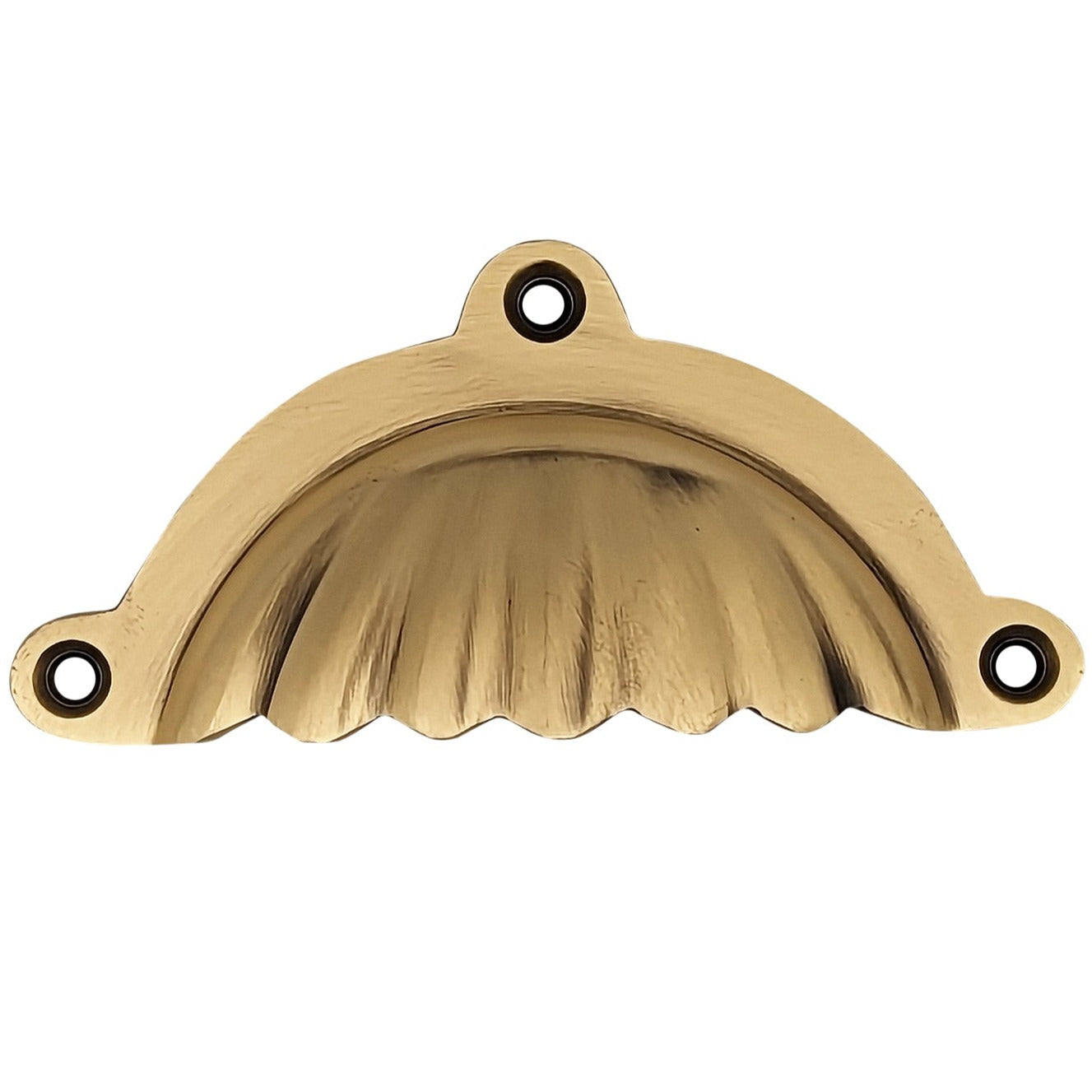 Solid Brass Cup Pulls Collection - Solid Brass 4 Centers Front Mounted  Shell Cup Pull in PVD Polished Brass by Deltana Hardware - SHP40CR003